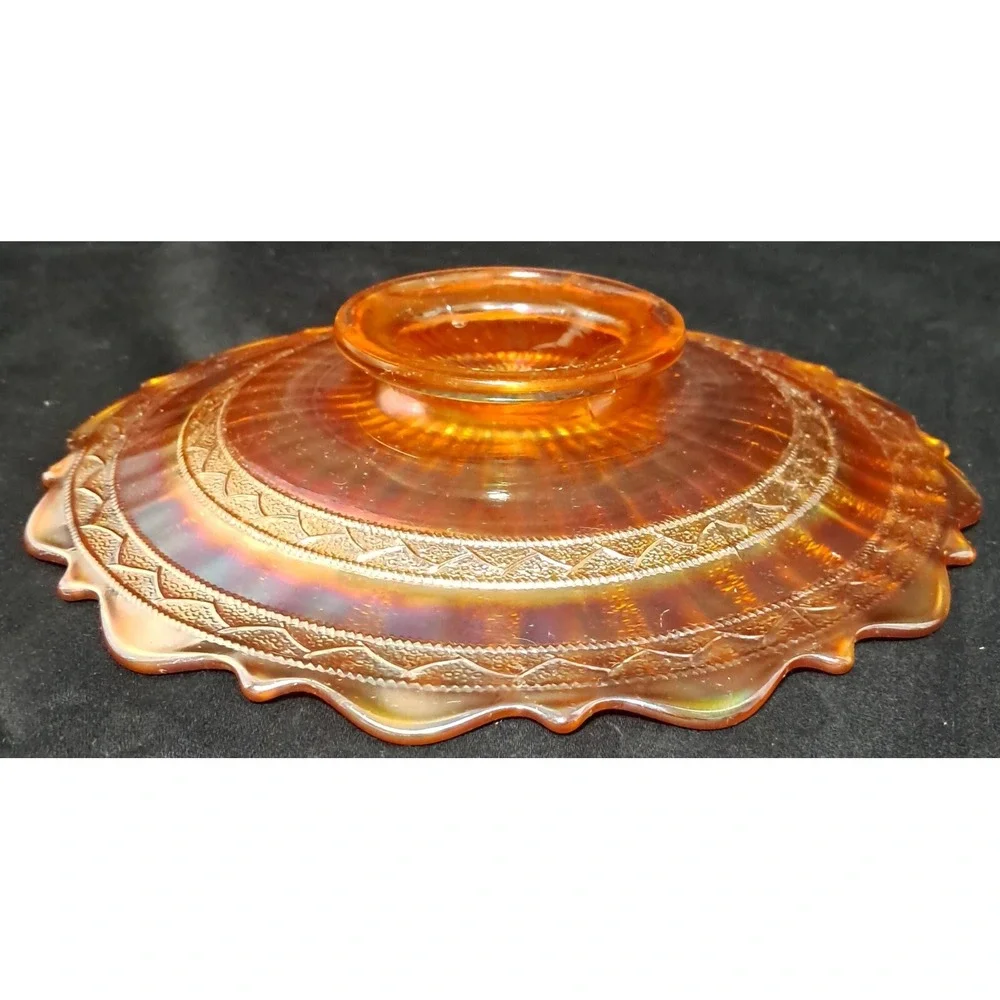 Fenton‎ Stippled Rays with Scale Band Marigold Carnival Glass Plate Antique 7